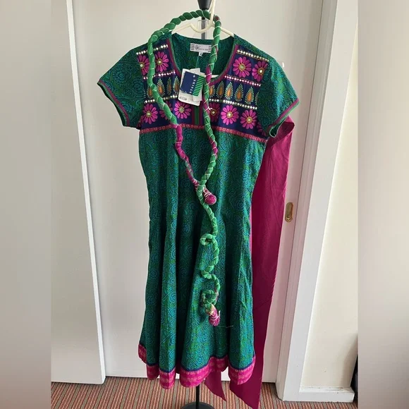 Westside | Dresses | Nwt Westside Embroidered Dress Kurta 0 Cotton Anarkali  W Pants Scarf Set M | Poshmark